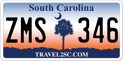 SC license plate ZMS346