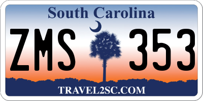 SC license plate ZMS353