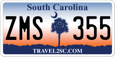 SC license plate ZMS355