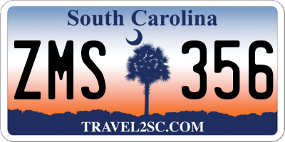 SC license plate ZMS356