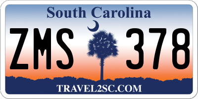 SC license plate ZMS378