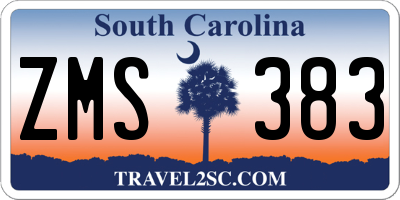 SC license plate ZMS383