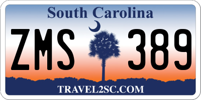 SC license plate ZMS389