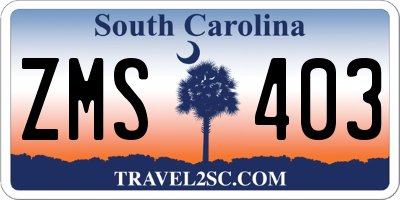 SC license plate ZMS403