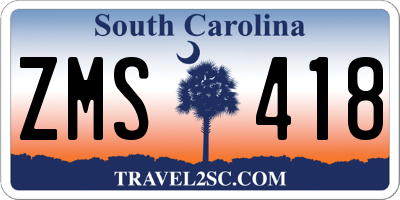 SC license plate ZMS418
