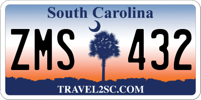 SC license plate ZMS432