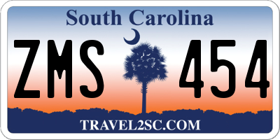 SC license plate ZMS454
