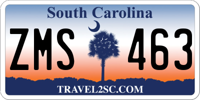 SC license plate ZMS463