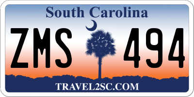 SC license plate ZMS494