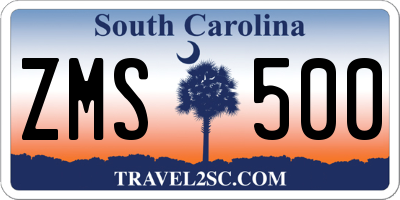 SC license plate ZMS500