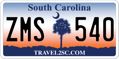 SC license plate ZMS540