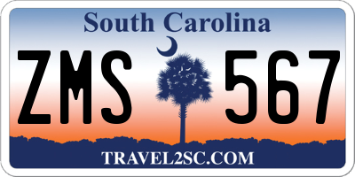 SC license plate ZMS567