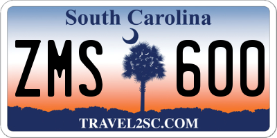 SC license plate ZMS600