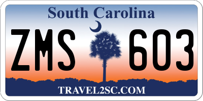 SC license plate ZMS603