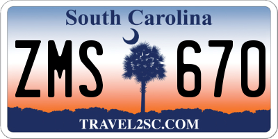 SC license plate ZMS670