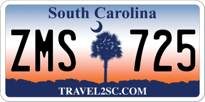SC license plate ZMS725