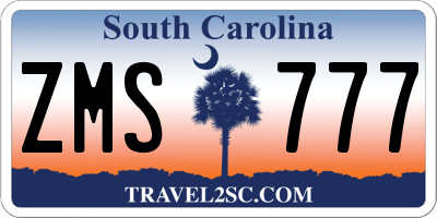 SC license plate ZMS777