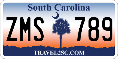 SC license plate ZMS789