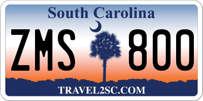 SC license plate ZMS800