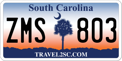 SC license plate ZMS803