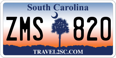 SC license plate ZMS820