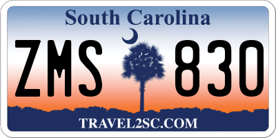 SC license plate ZMS830