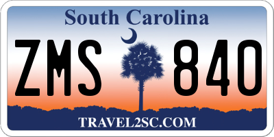 SC license plate ZMS840