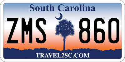 SC license plate ZMS860