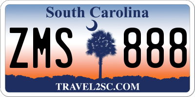 SC license plate ZMS888