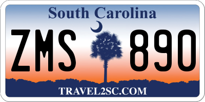 SC license plate ZMS890