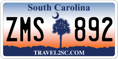 SC license plate ZMS892