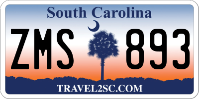 SC license plate ZMS893