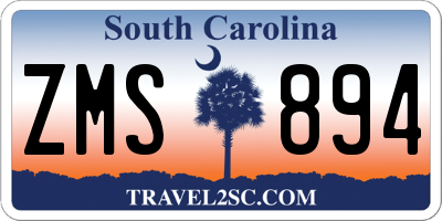 SC license plate ZMS894