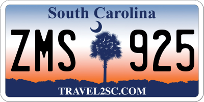 SC license plate ZMS925