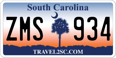 SC license plate ZMS934