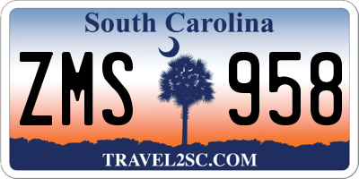 SC license plate ZMS958