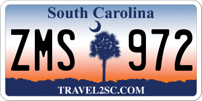 SC license plate ZMS972