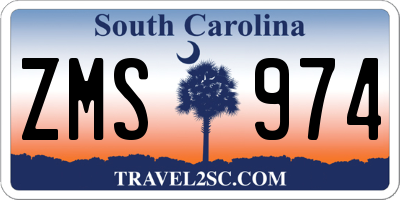 SC license plate ZMS974