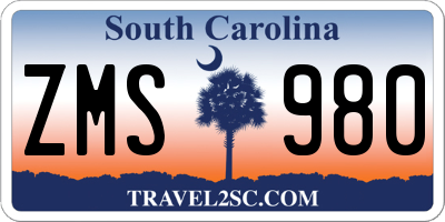 SC license plate ZMS980