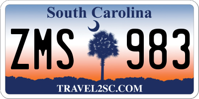 SC license plate ZMS983