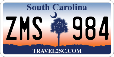 SC license plate ZMS984