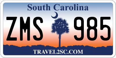 SC license plate ZMS985