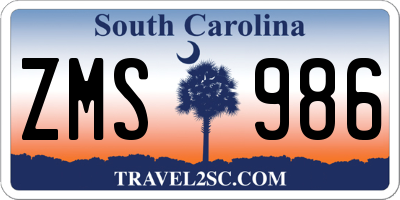 SC license plate ZMS986