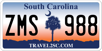 SC license plate ZMS988