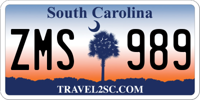 SC license plate ZMS989