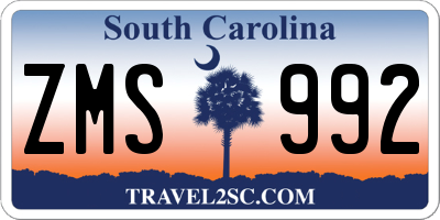 SC license plate ZMS992
