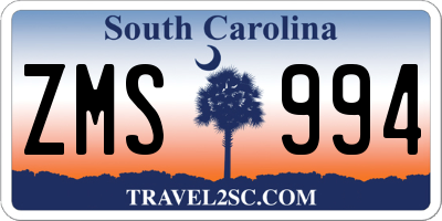 SC license plate ZMS994