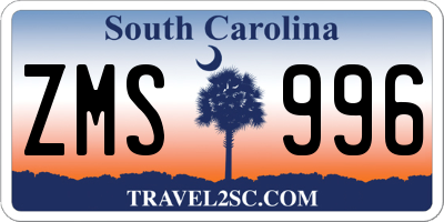 SC license plate ZMS996