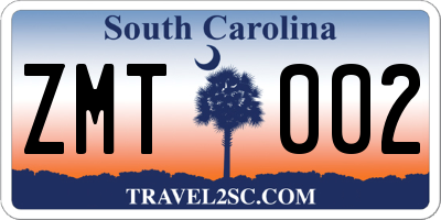 SC license plate ZMT002