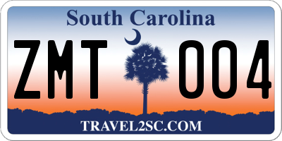 SC license plate ZMT004